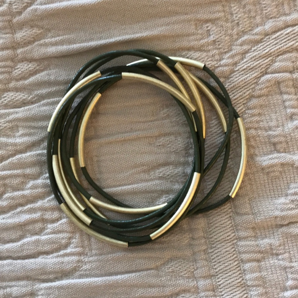 Green and gold bangle set